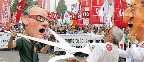 Manifestación de profesores este viernes en Santiago de Compostela.