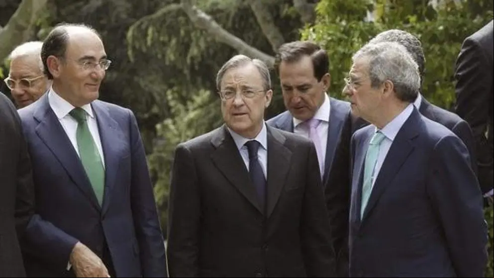 Florentino Pérez, César Alierta y Sánchez Galán.