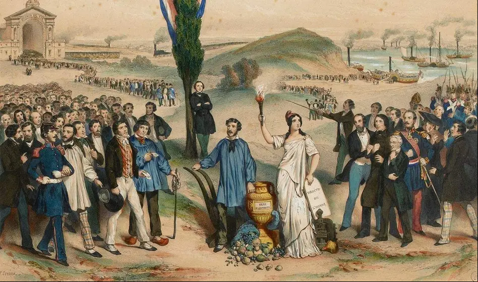 Sufragio universal, dedicado a Ledru-Rollin, por Frédéric Sorrieu, 1850 (Wikipedia)