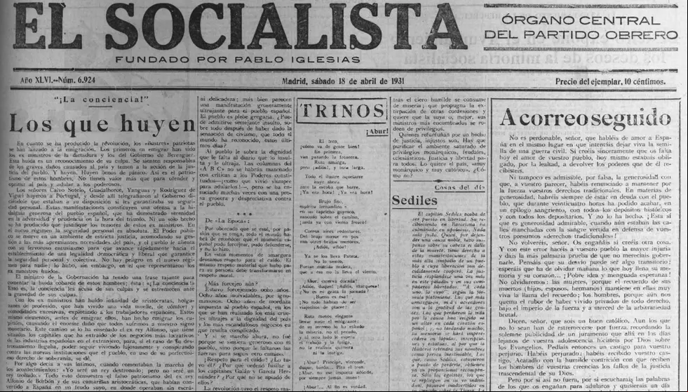 6924 de 18 de abril de 1931 de El Socialista