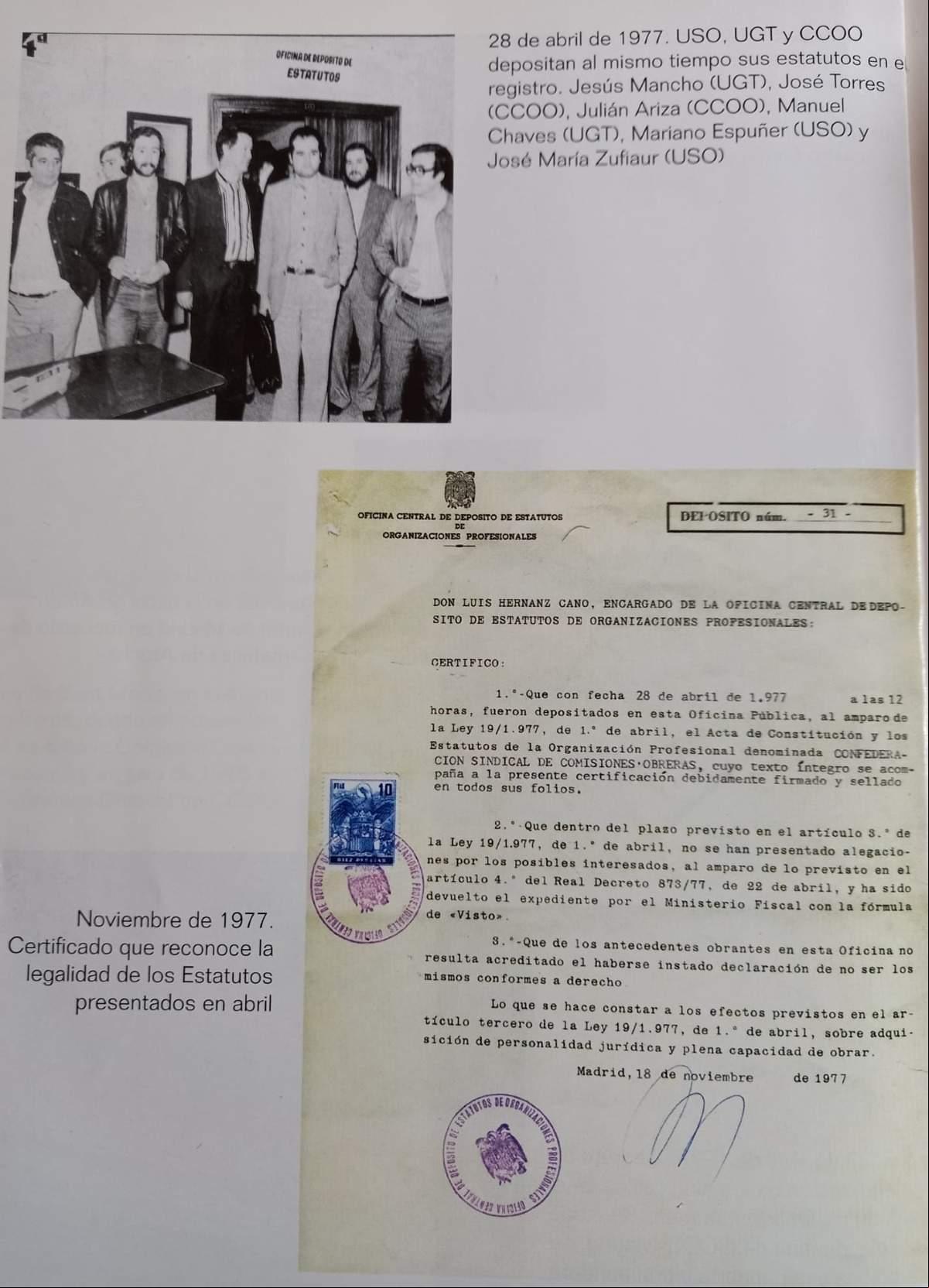 CCOO en la dictadura Juan Moreno
