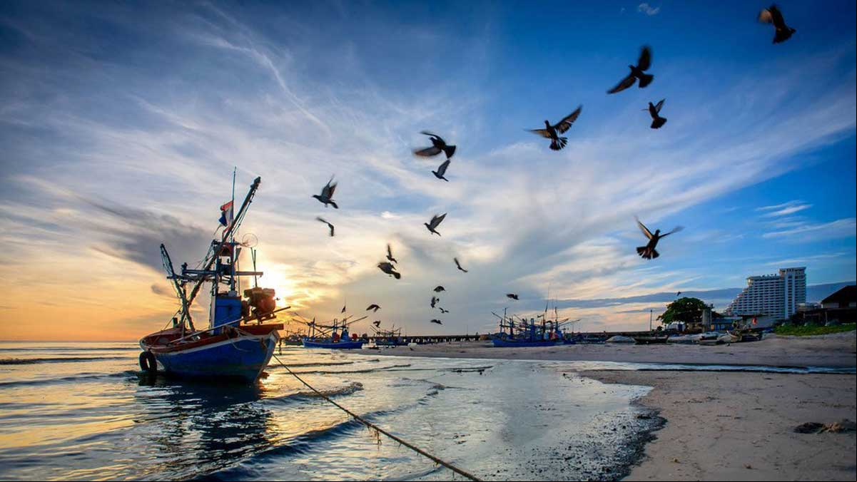 barco en la costa