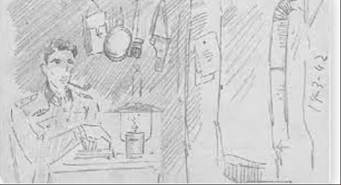 Autorretrato dibujo de la campaña de Rusia