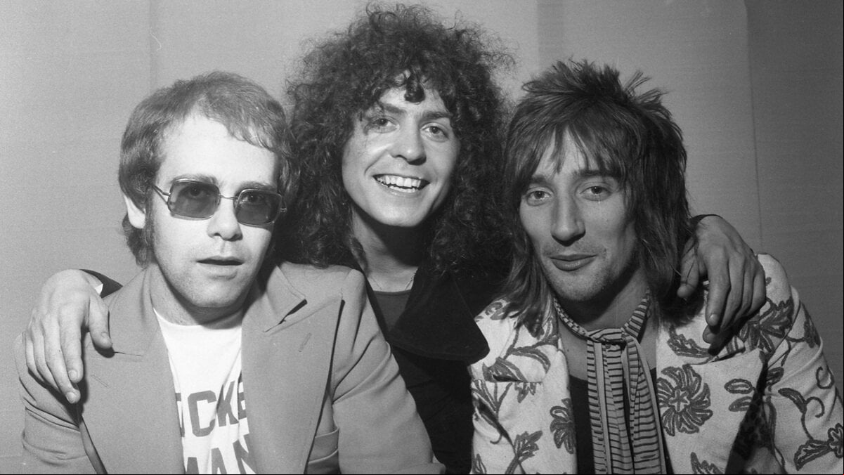 Marc Bolan with Elton John and Rod Stewart, Top of the Pops, 1972